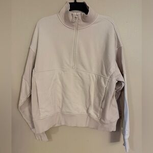 Vuori Sedona rib half zip sweatshirt in Bone